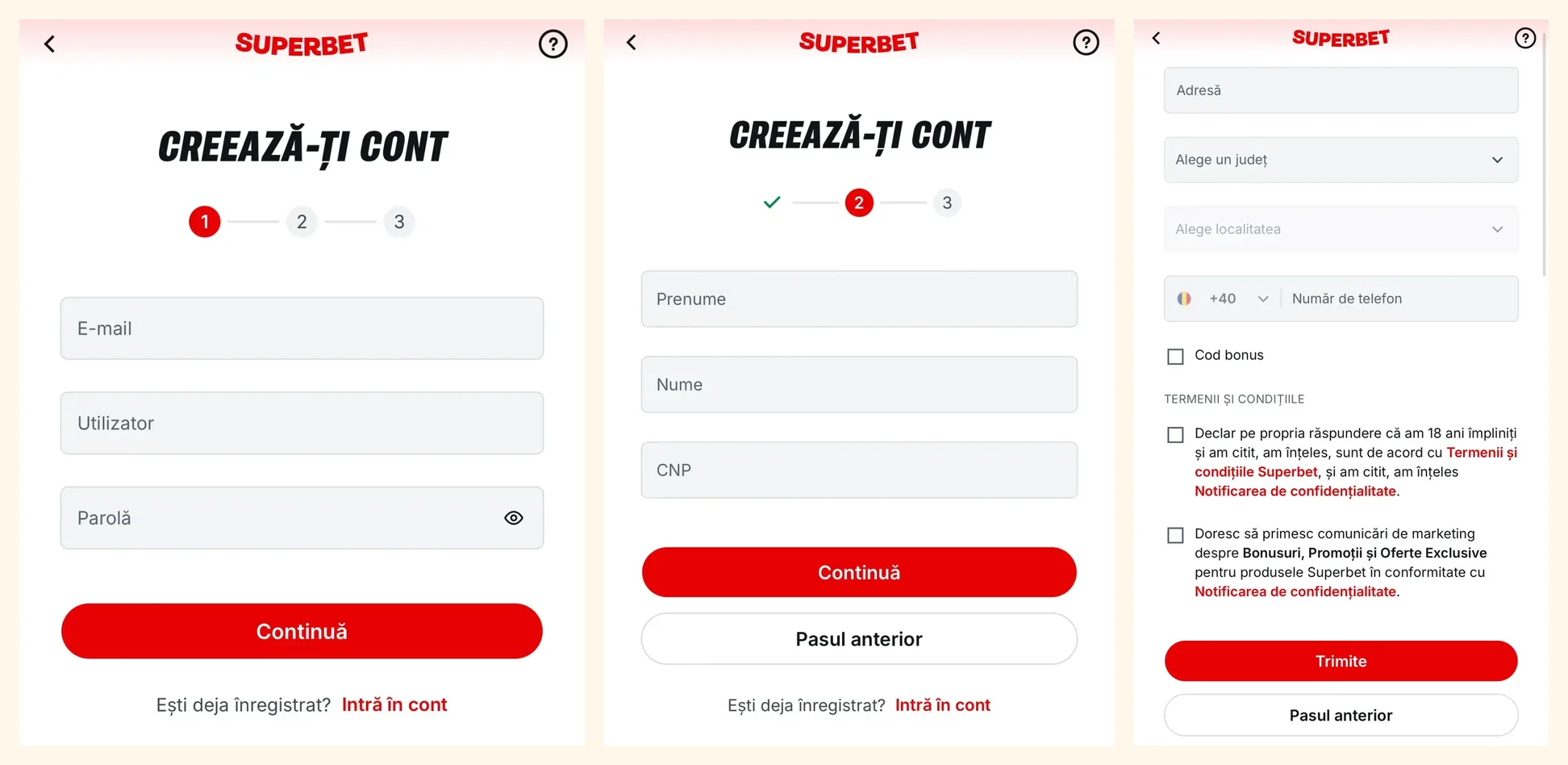 Inregistrare cont la casino online, in 3 pasi (exemplu Superbet)